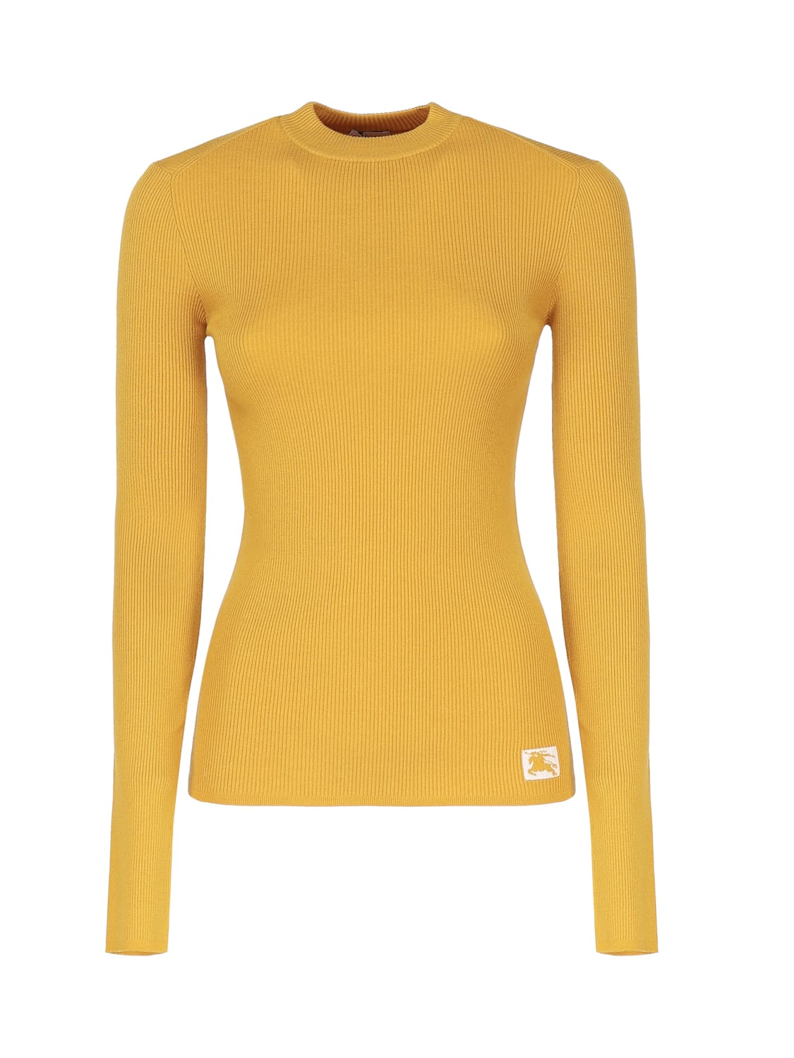 Burberry Crew Neck Wool Blend Pullover In Yellow