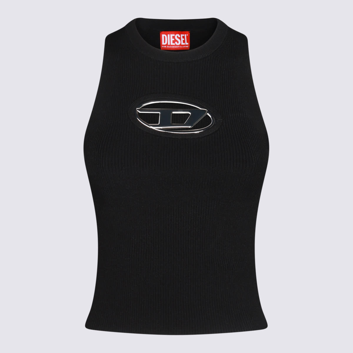 Diesel M Onerva Knitted Top With Logo Plaque In Black