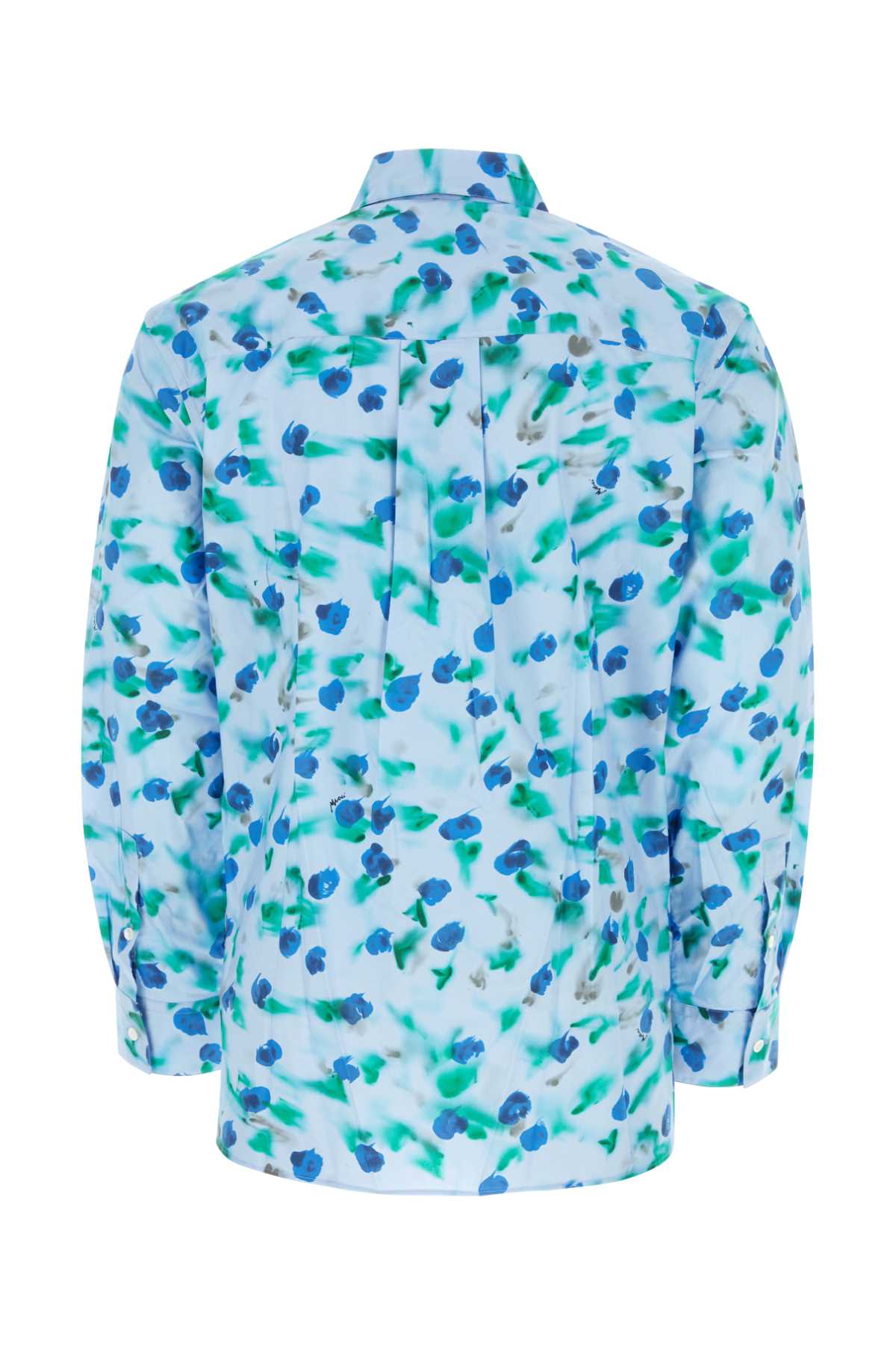 Shop Marni Printed Poplin Shirt In Lightblue