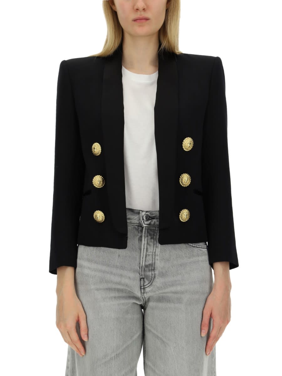 Shop Balmain Six-button Jacket In Black