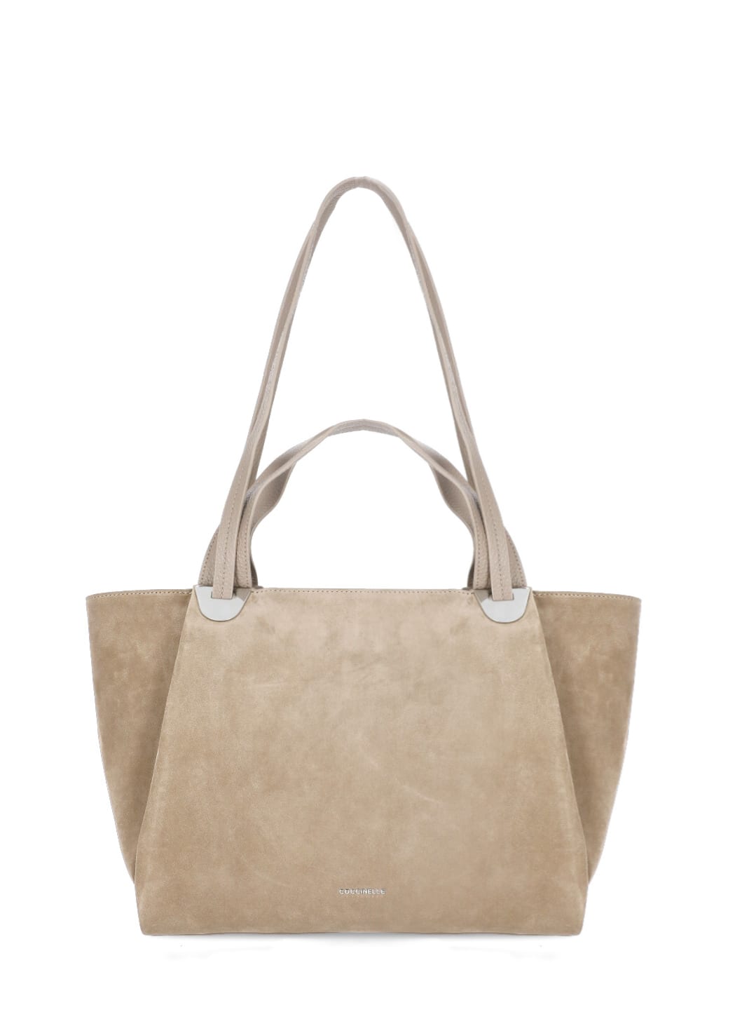 Shop Coccinelle Oliver Suede Bag In Beige