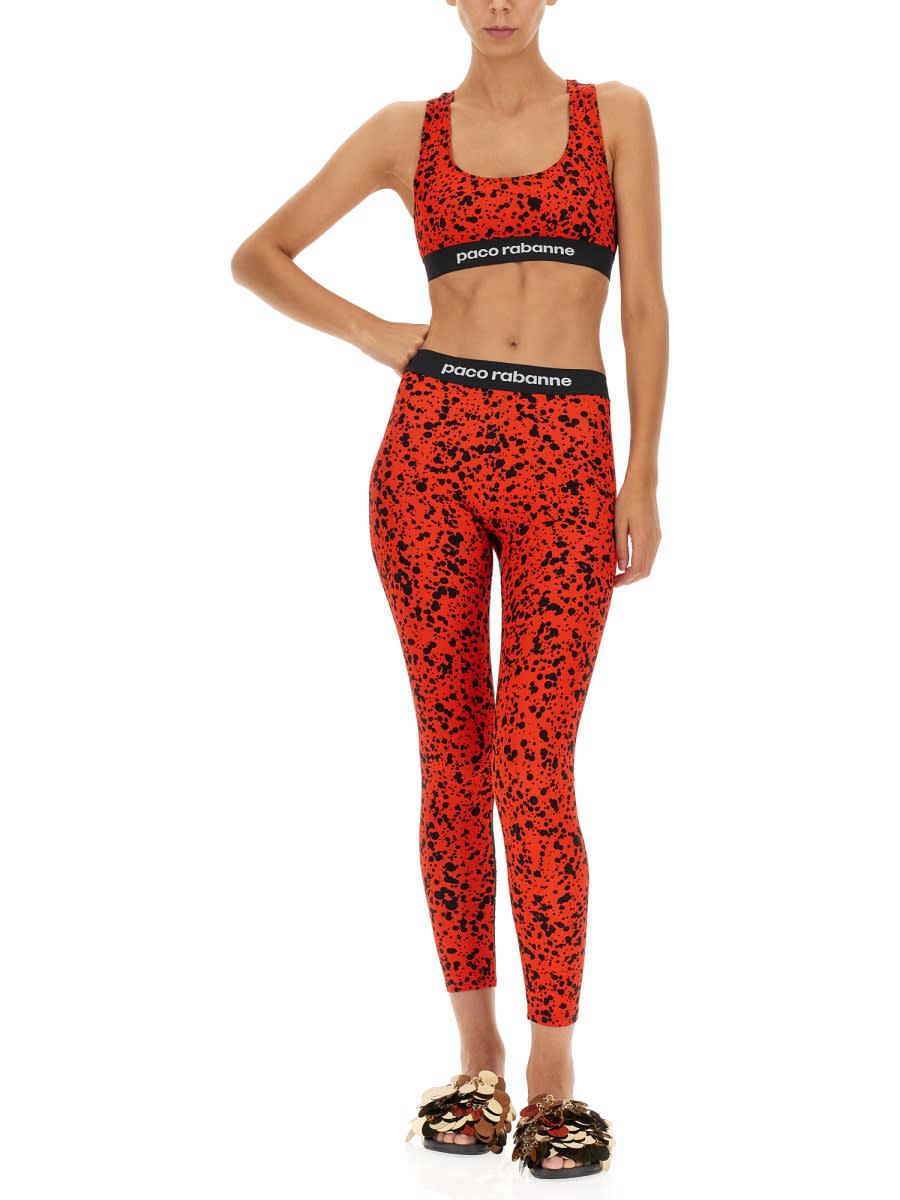 Shop Rabanne Leggings With Logoed Band In Red