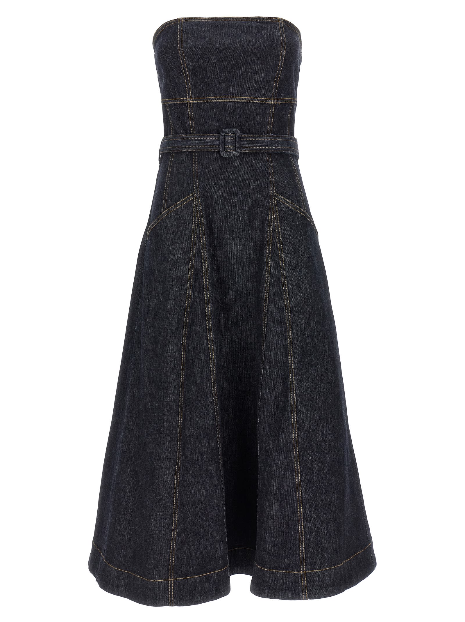 Denim Bandeau Midi Dress