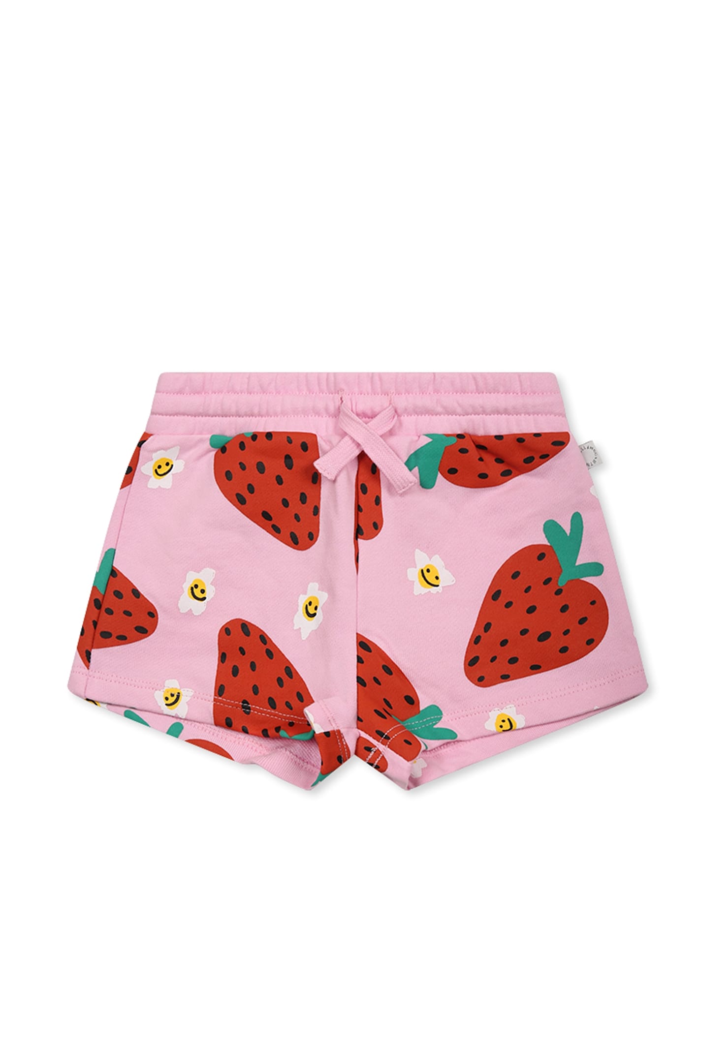 Stella Mccartney Pink Shorts For Baby Girl With Strawberry Print In Pink