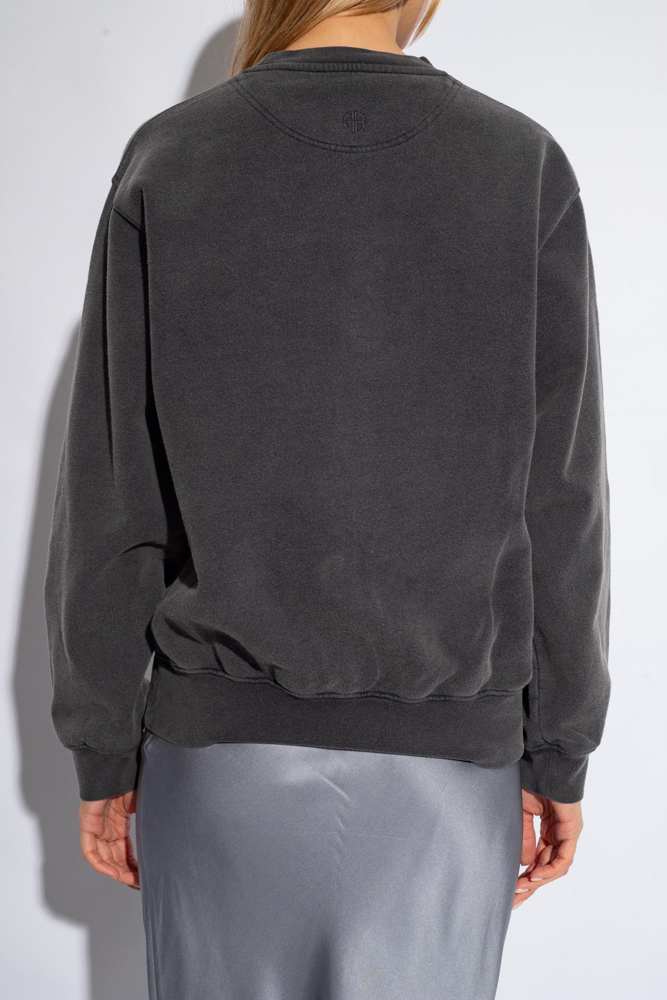 Shop Anine Bing Ramona Printed Sweatshirt In Washed Black