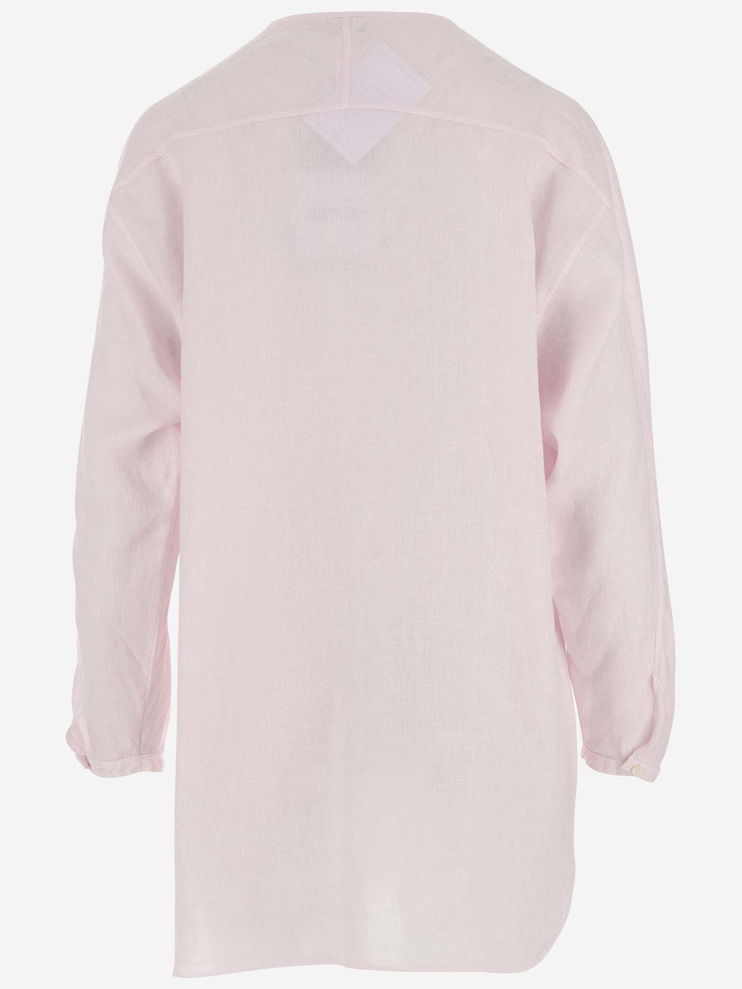 Shop Aspesi Long Linen Shirt In Pink