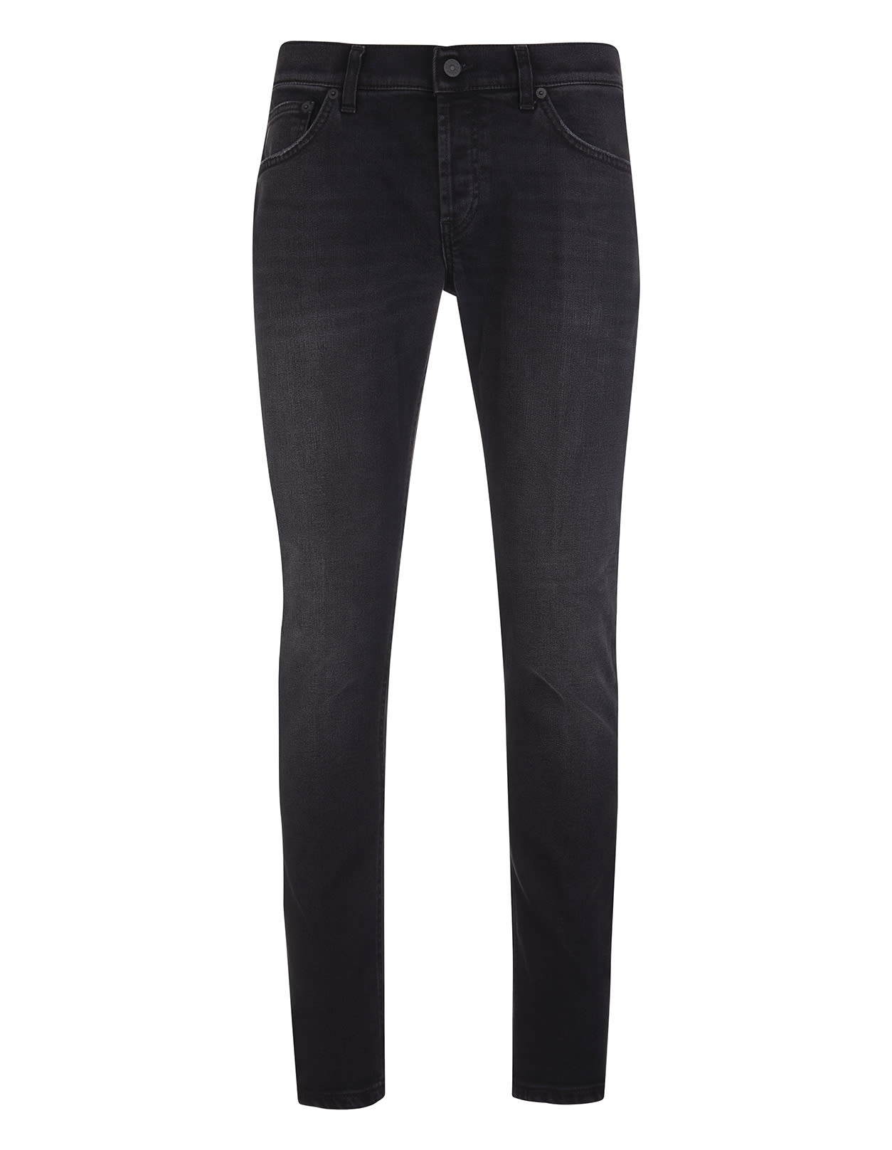 Dondup Man Mius Slim Jeans In Black Stretch Denim