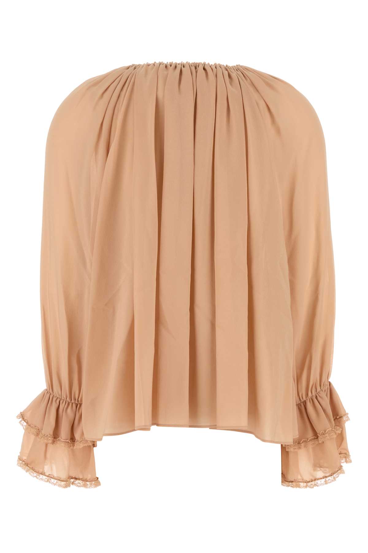 Shop Chloé Skin Pink Georgette Blouse In Sandbrown