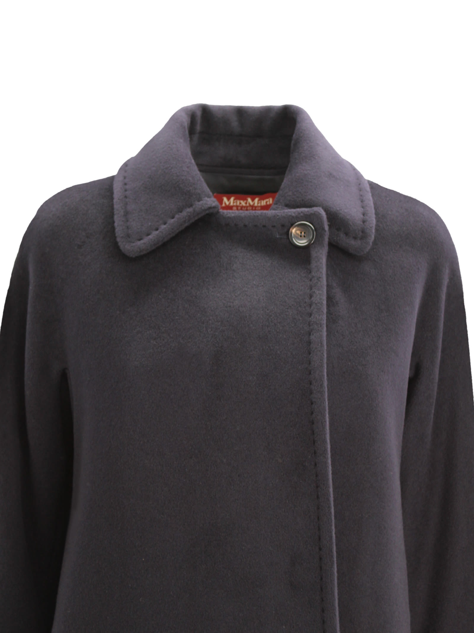 Max Mara Long Wool Coat In Blue