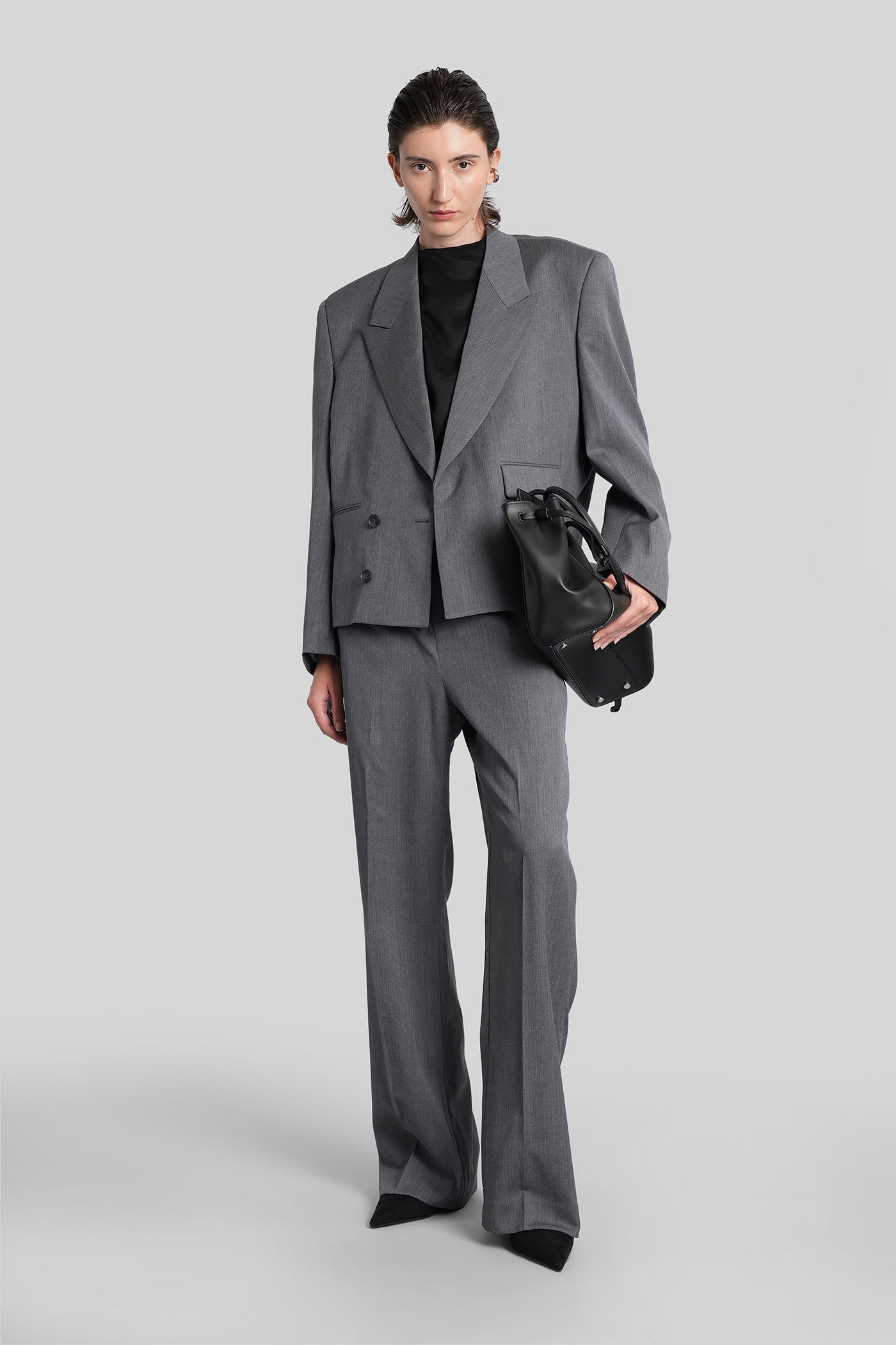Entire Studios Book Blazer In Grey Wool In Gray