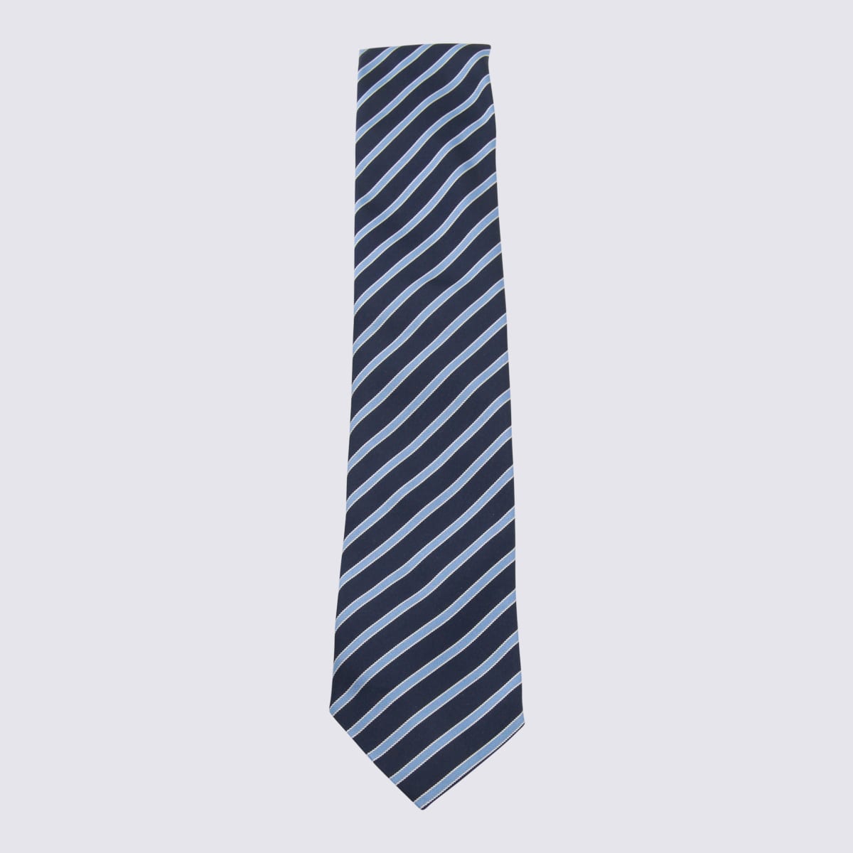Zegna Diagonal Striped Ties Standard Width In Blue