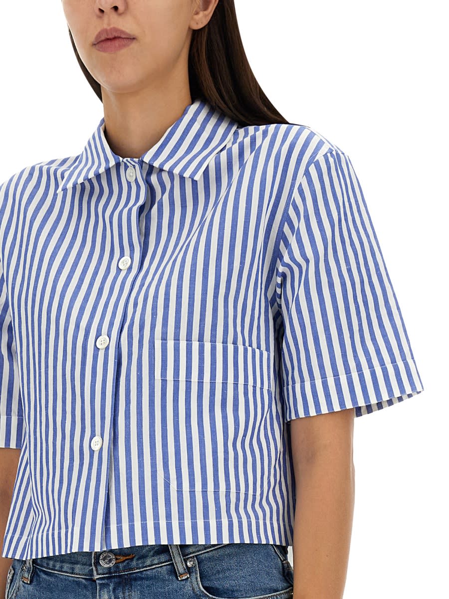 Margaret Howell Candy Stripe Shirt In Blue