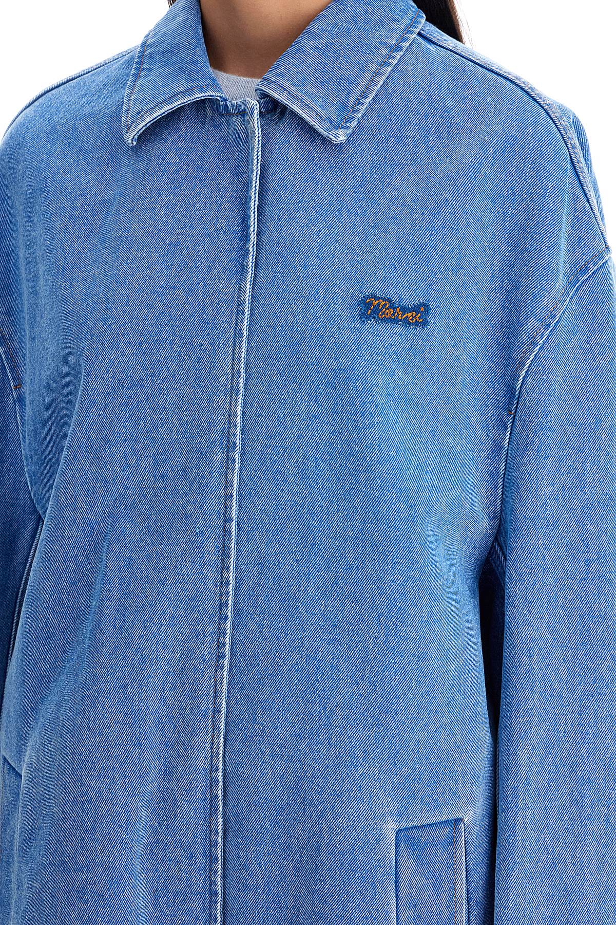 Shop Marni Oversized Organic Denim Jacket In Cobalt (blue)