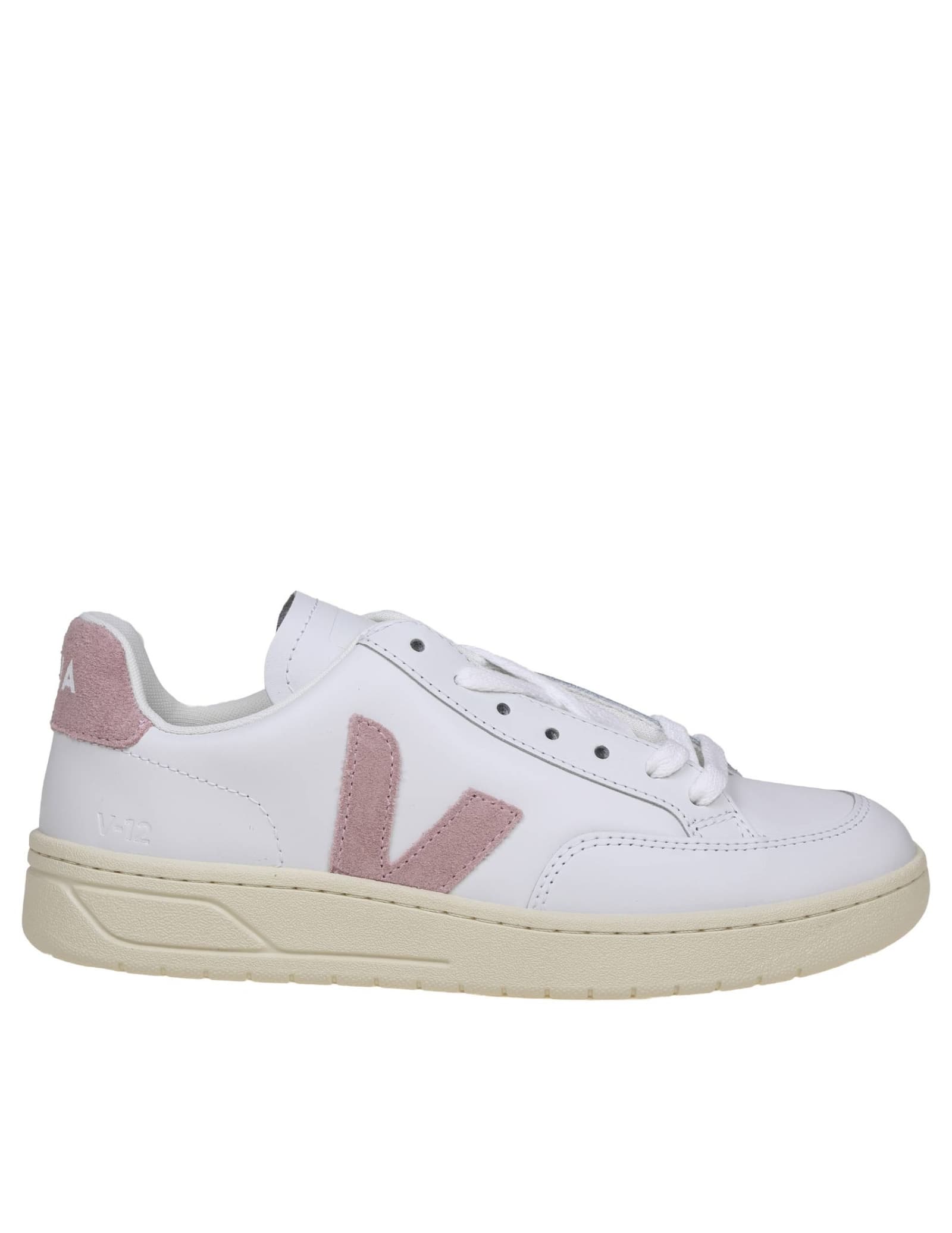 V 12 Sneakers In White/pink Leather