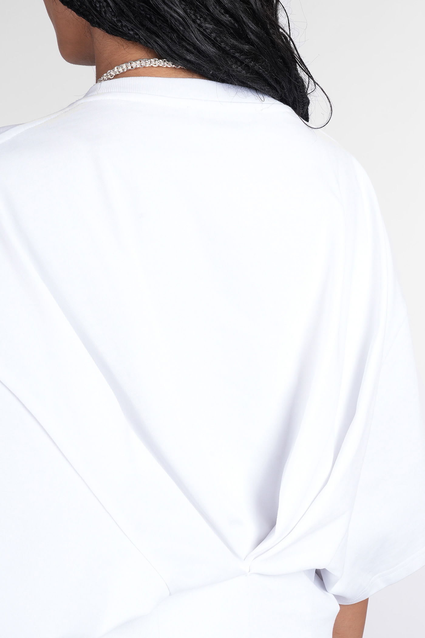 Darkpark Doyle Cropped Draped Short Sleeve Tee In White