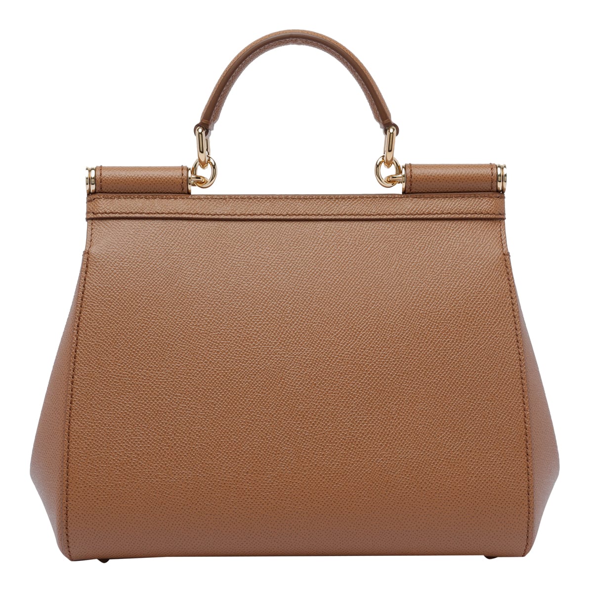 Dolce & Gabbana Large Sicily Top Handle Bag In Dauphine Leather In Brown