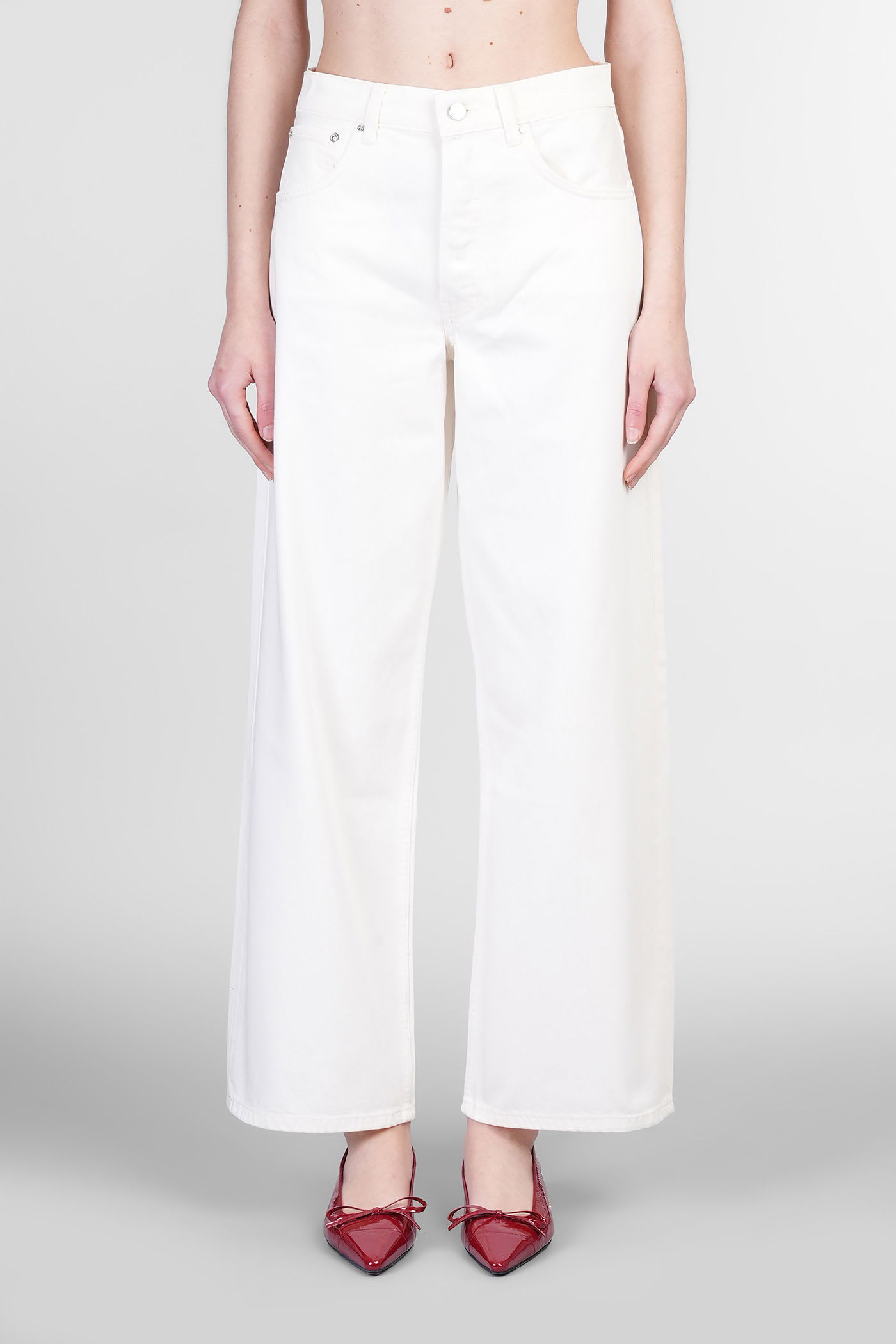 Anine Bing Manon Jeans In Beige Cotton