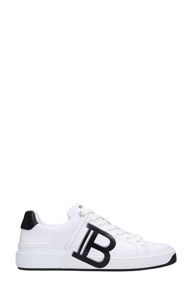 BALMAIN B-COURT SNEAKERS IN WHITE LEATHER,11205540
