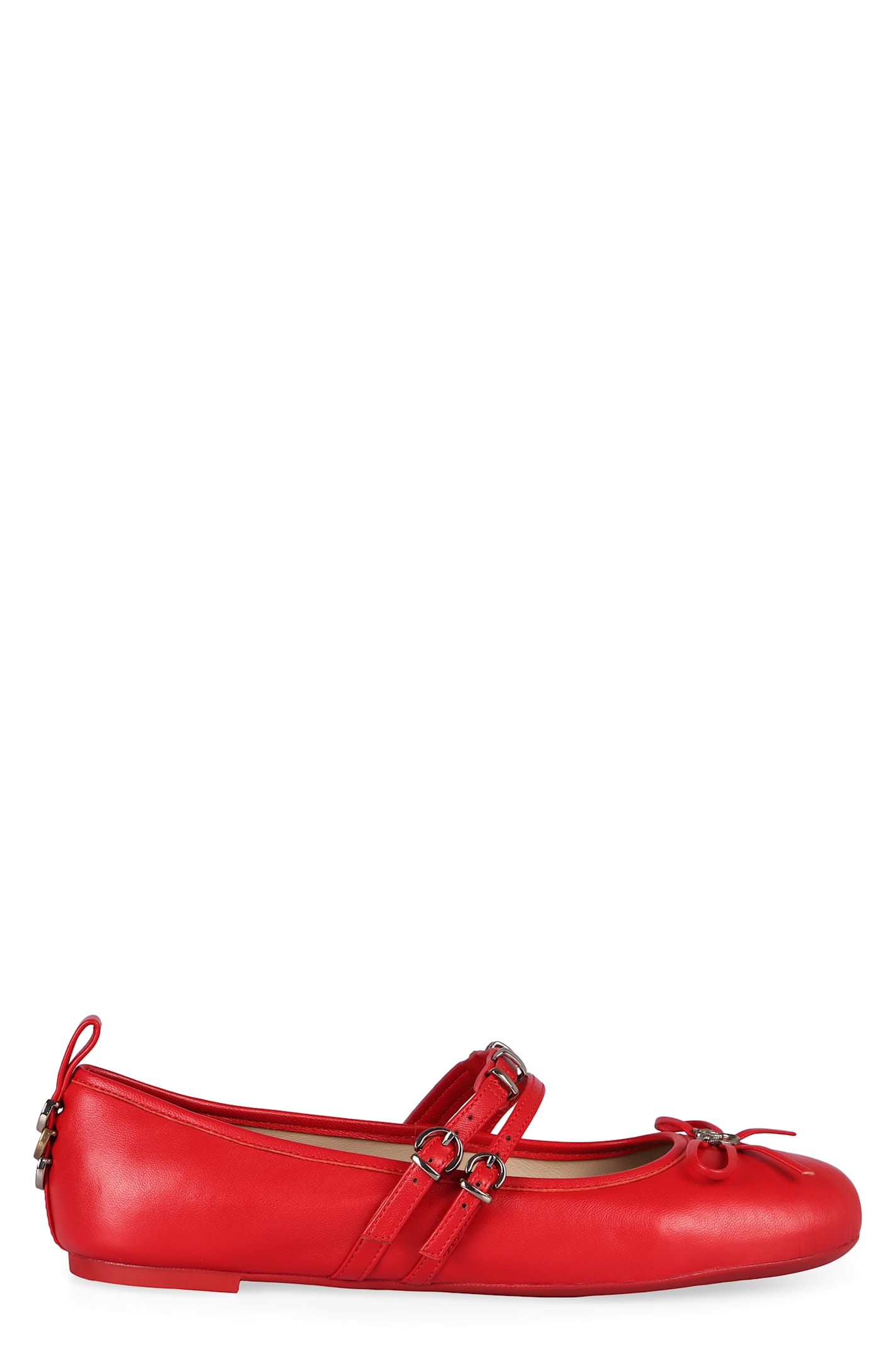 Shop Pinko Gioia Leather Ballet Flats In Red