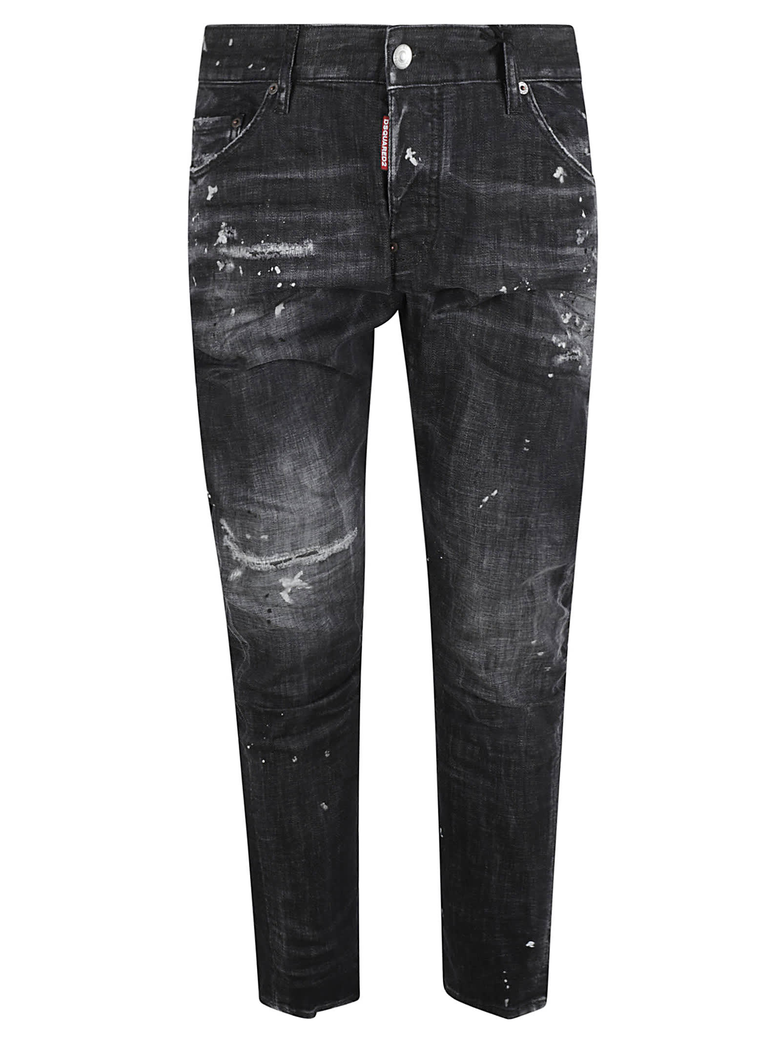 Shop Dsquared2 Distressed Fitted Jeans In Black