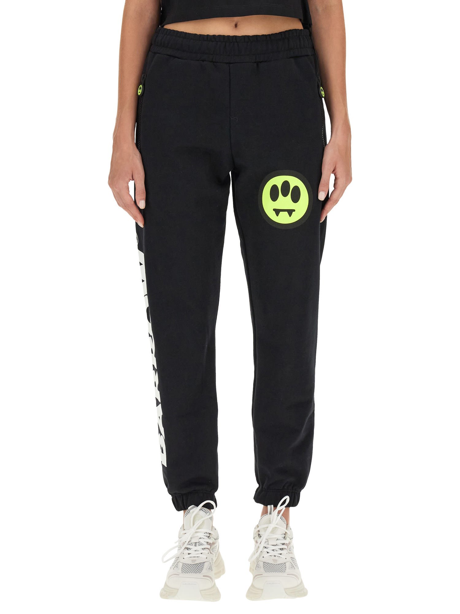 Barrow Logo-print Elasticated Cotton Track Pants In Nero