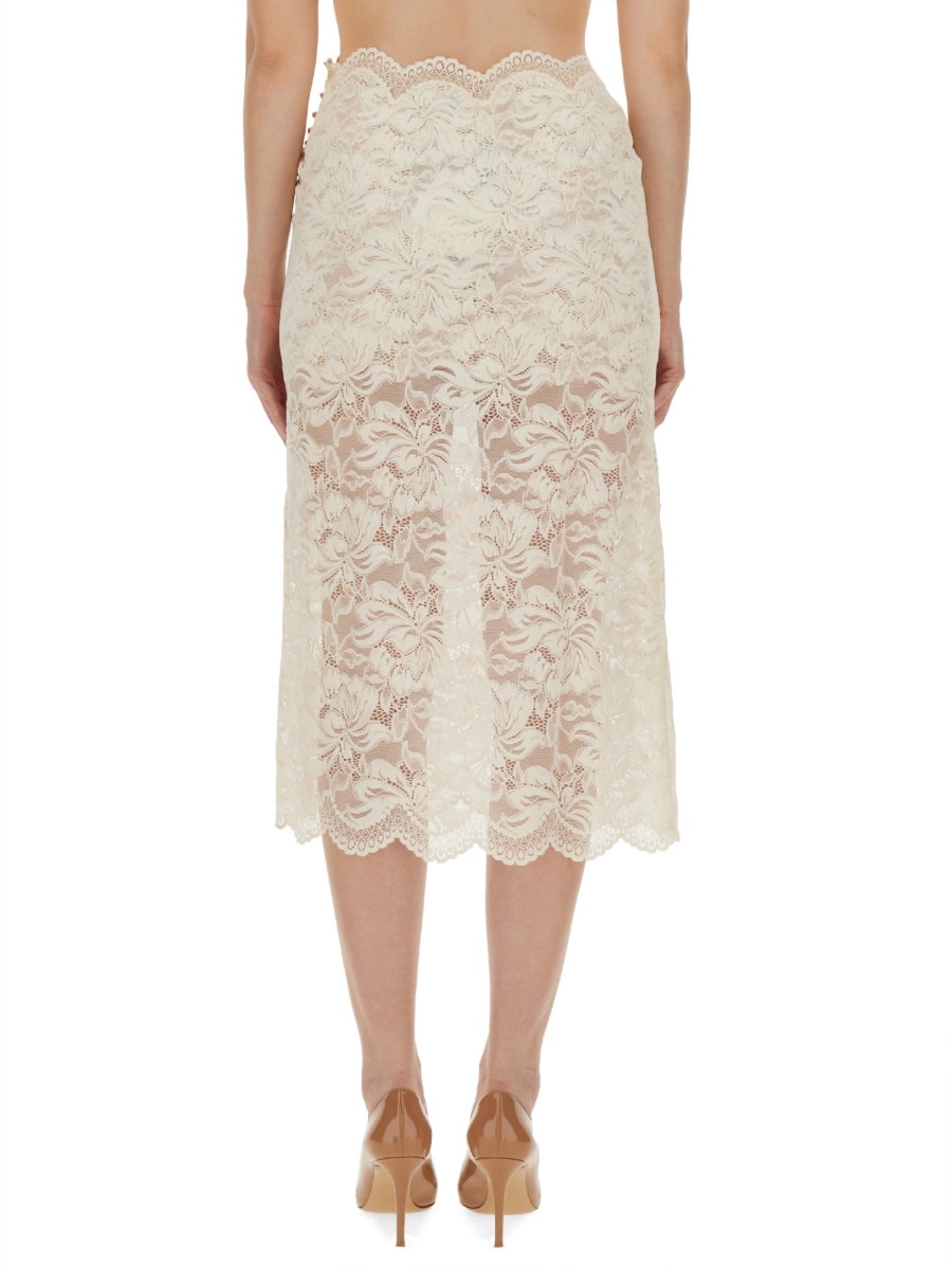 Shop Rabanne Lace Skirt In Ivory