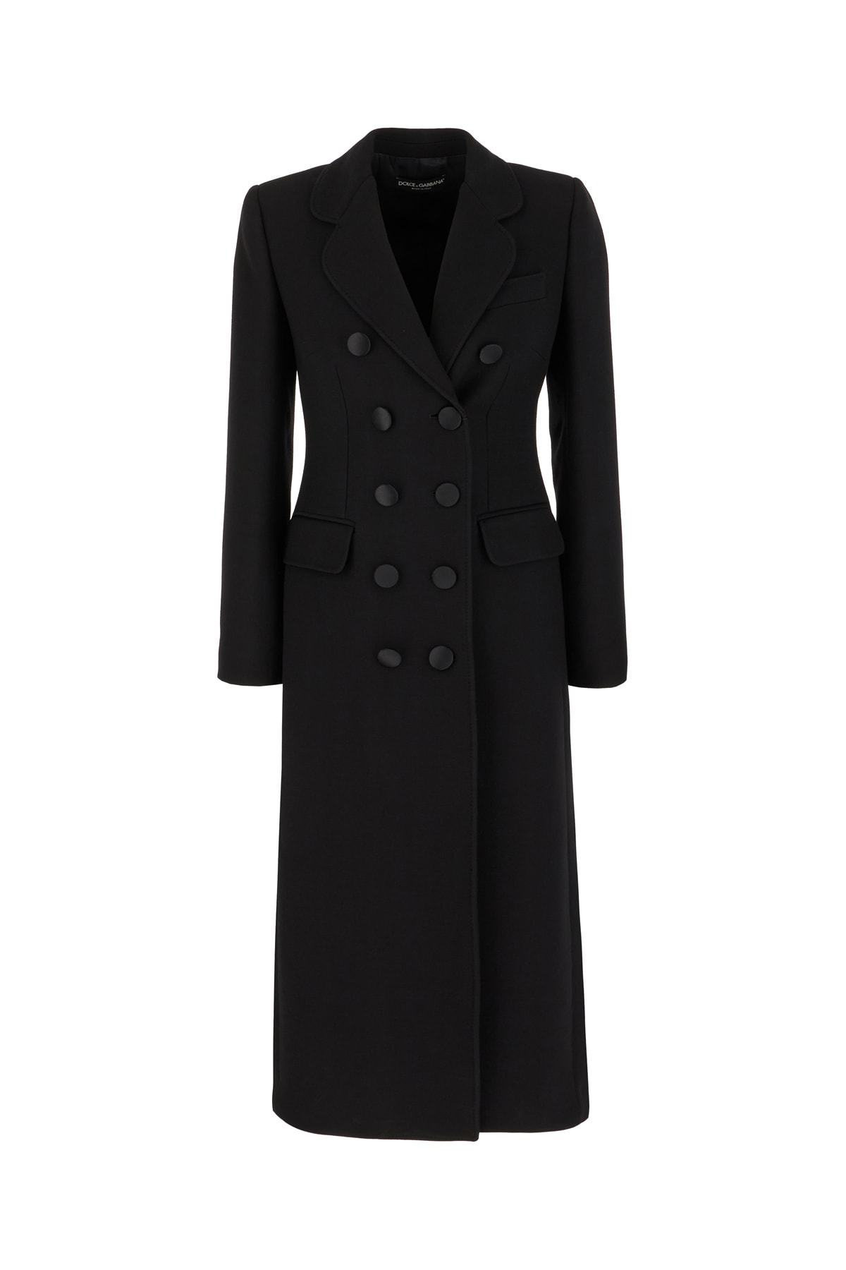 Dolce & Gabbana Black Wool Coat In Nero