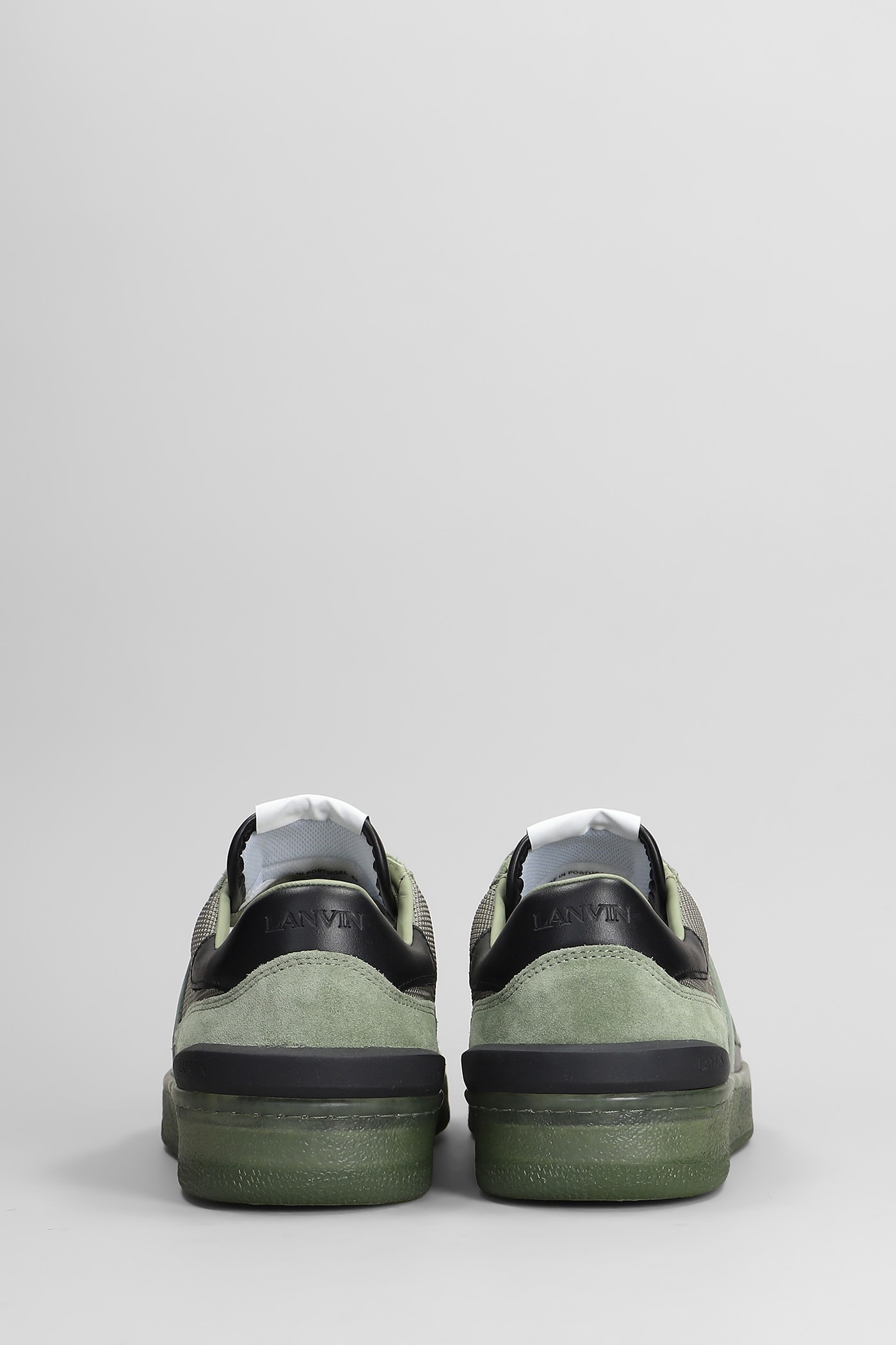 Lanvin Clay Sneakers In Green Suede And Fabric