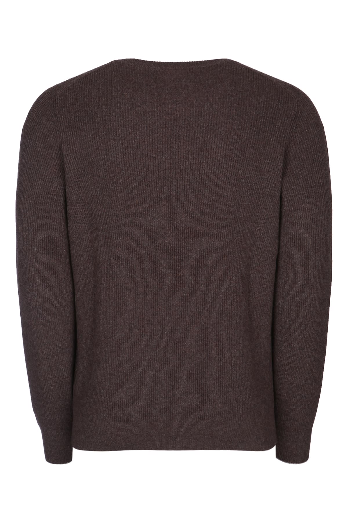 Brunello Cucinelli Cashmere Crew-neck Sweater Ribbed Finish In Brown