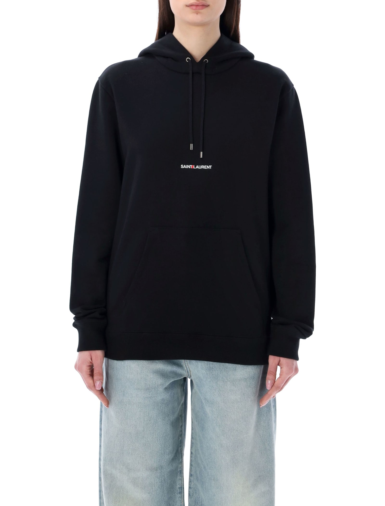 Shop Saint Laurent Classic Hooded Sweatshirt In Black
