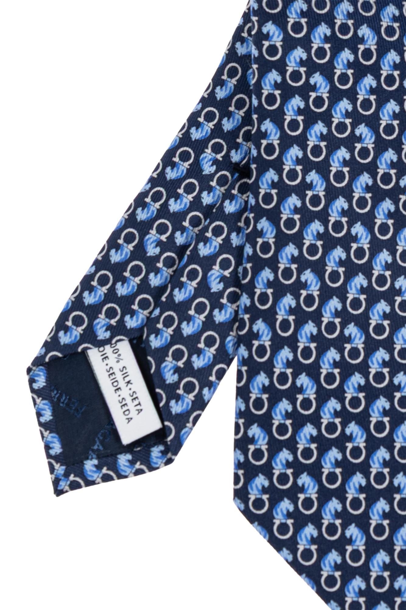 Ferragamo Patterned Silk Tie In Blue