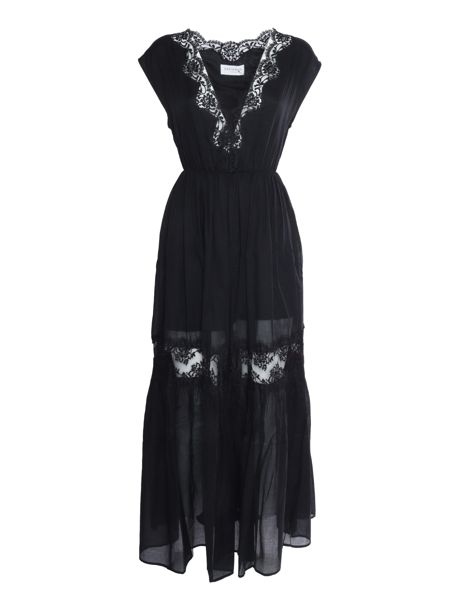 Ermanno Ermanno Scervino Black Dress With Lace