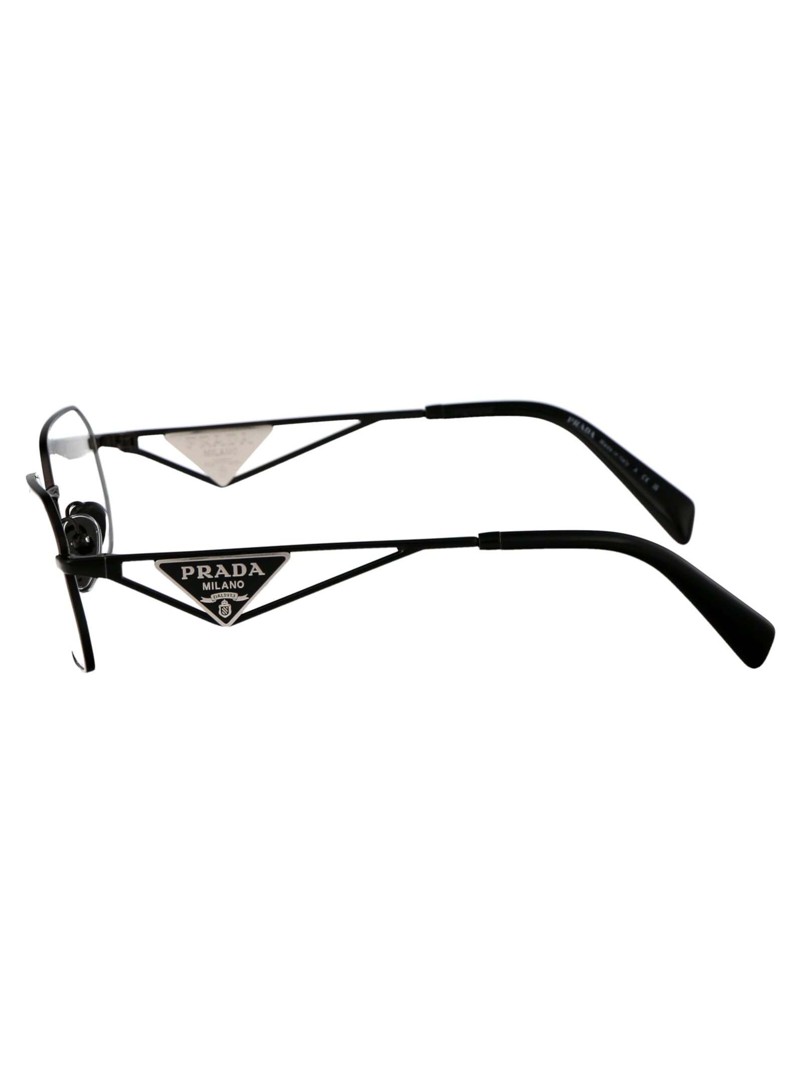 Prada Logo-plaque Geometric-frame Glasses In 1ab1o1