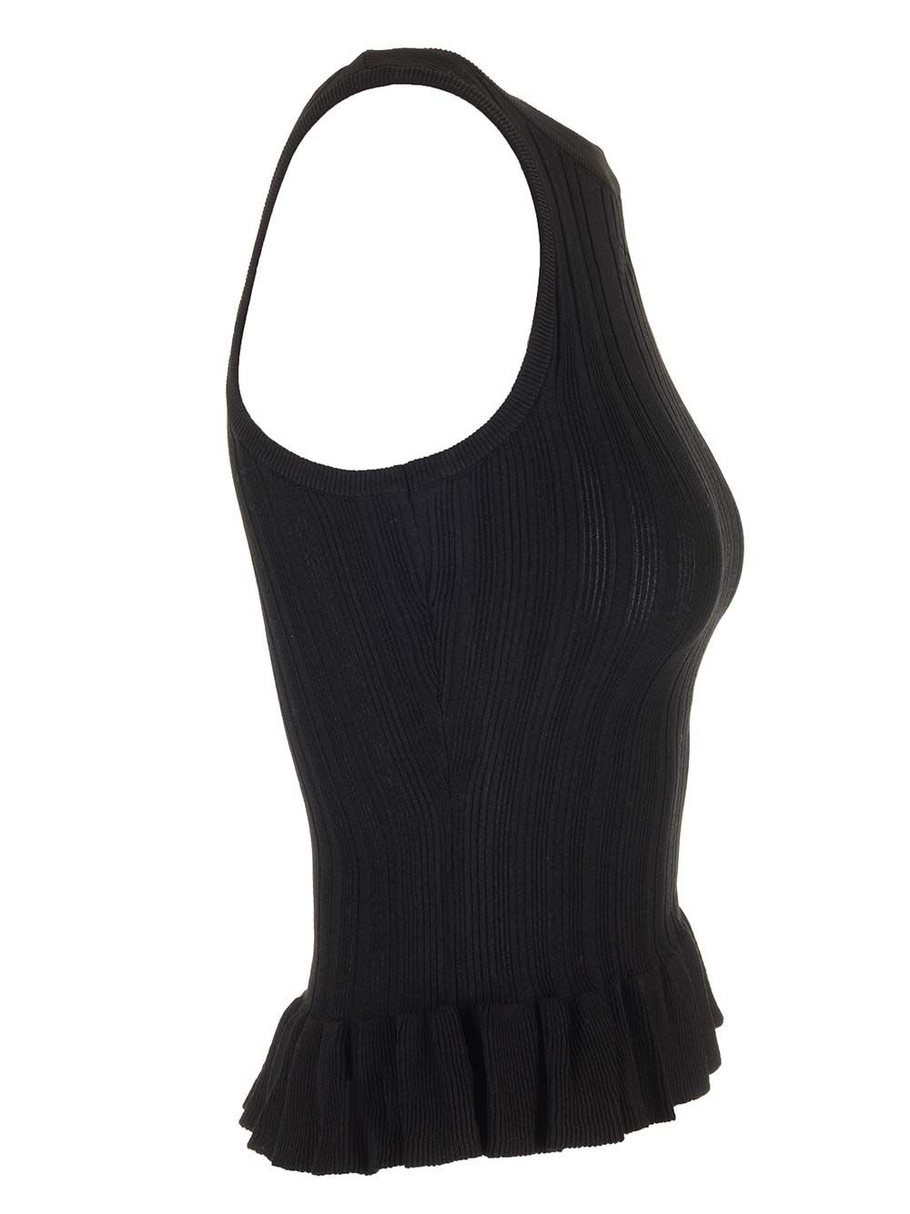 Shop Ganni Ribbed Tank Top In Black