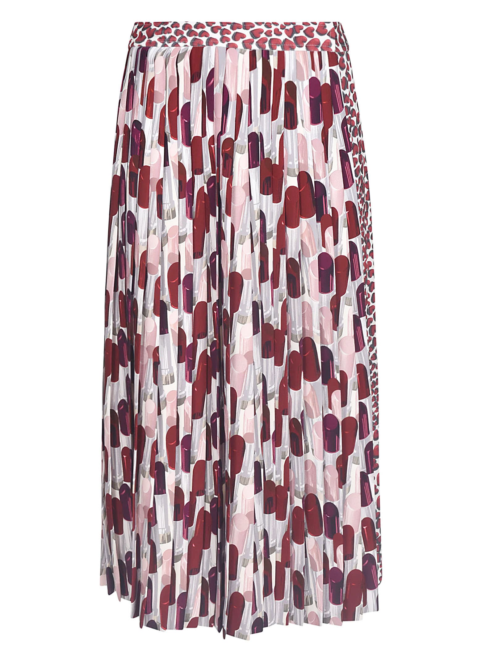 Prada Pleated Lip-print Skirt