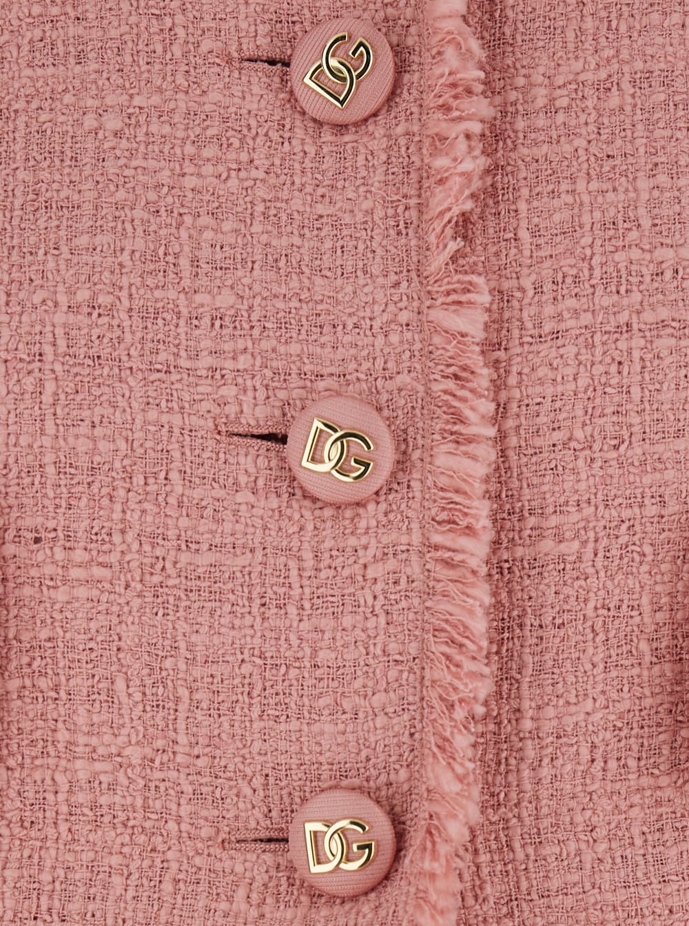 Dolce & Gabbana Pink Crop Jacket With Logoed Buttons In Cotton Tweed Woman In Pink