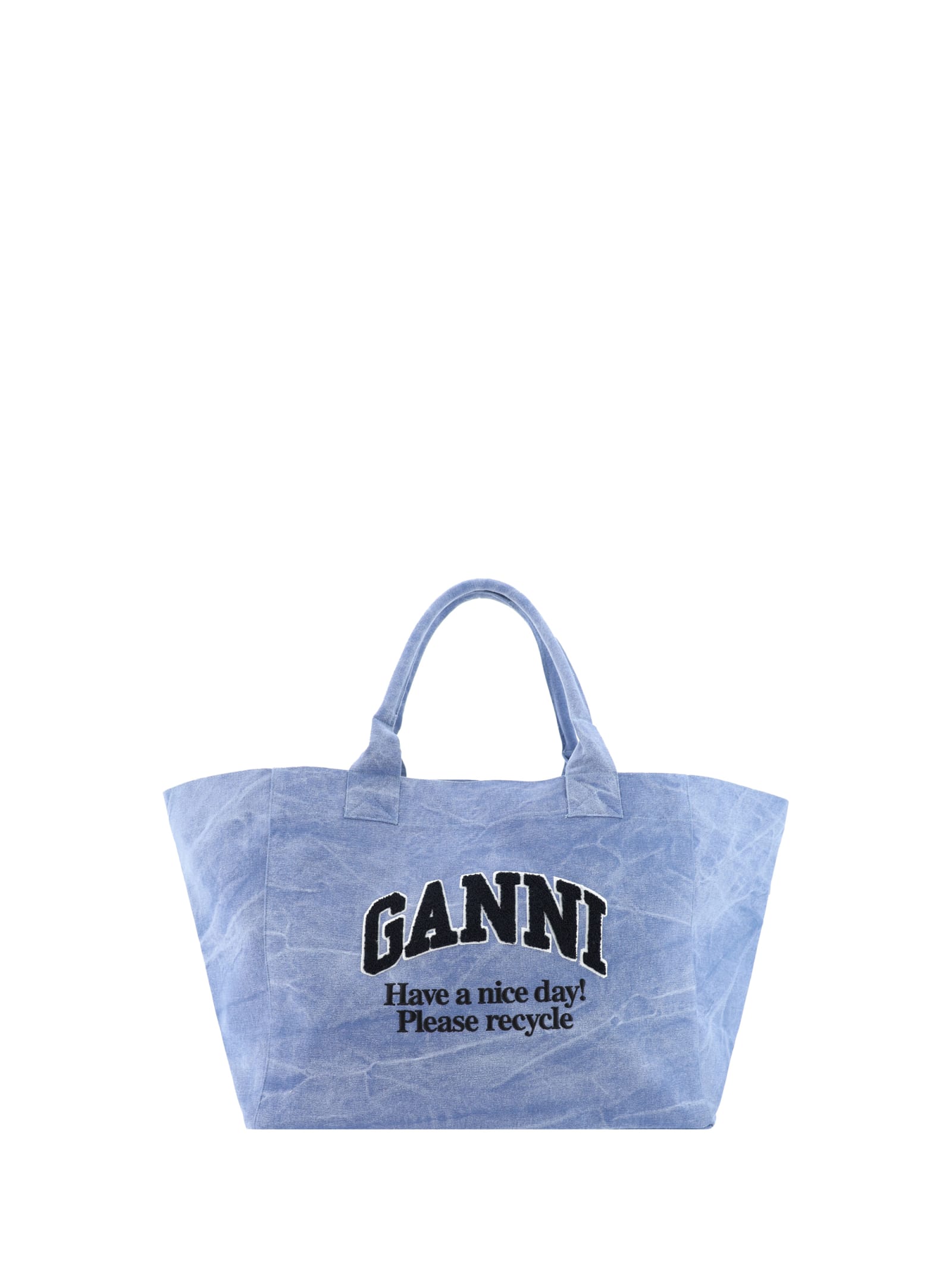 Shop Ganni Handbag In Blue/black