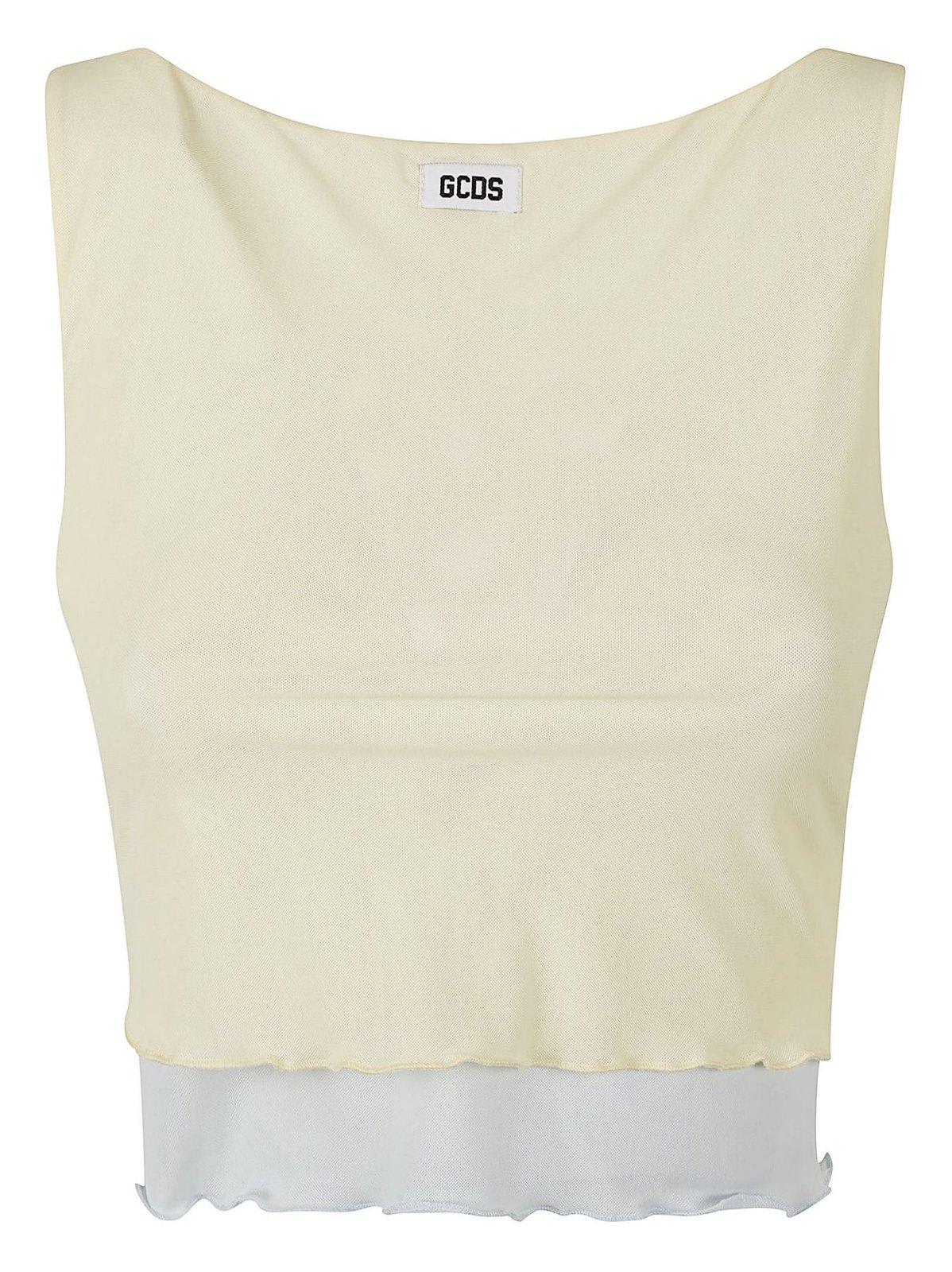 Shop Gcds Tulle Layered Tank Top In Yellow/blue