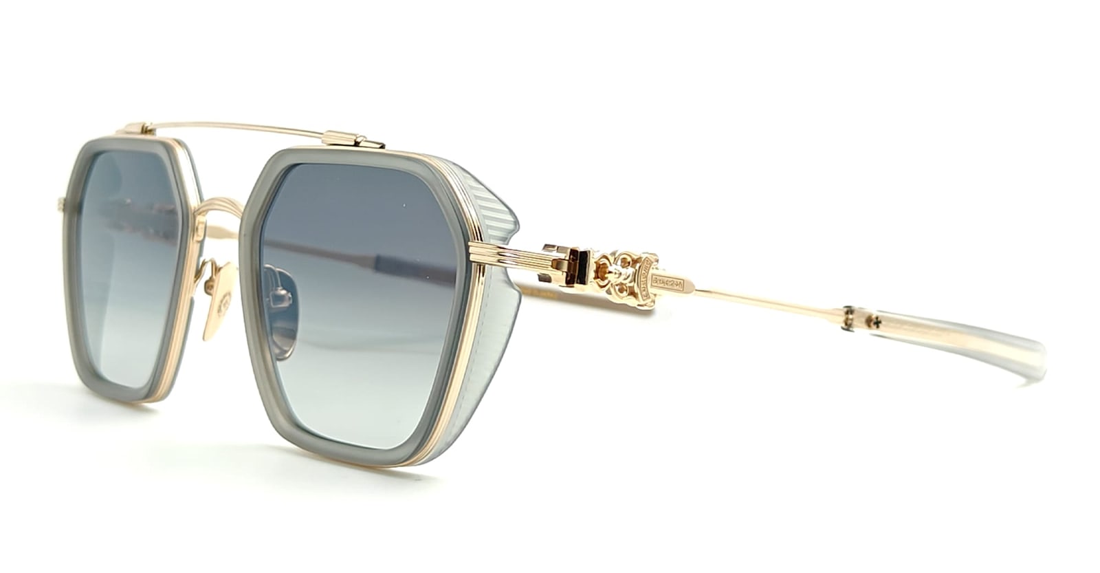 Shop Chrome Hearts Hotation - Matte Graphite Sunglasses In Gold/grey