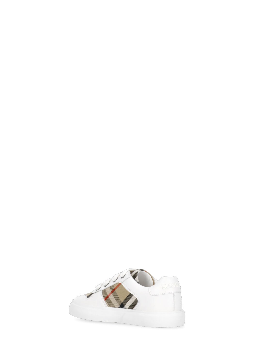 Shop Burberry Check Sneakers In White/neutrals