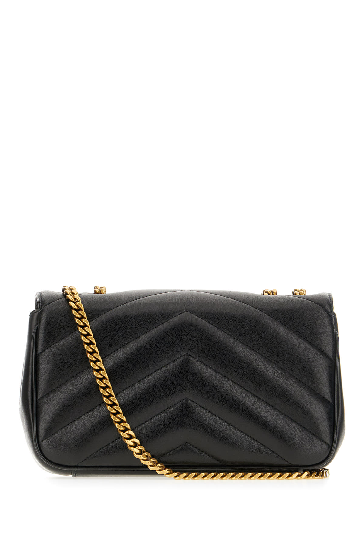 Saint Laurent Black Nappa Leather Small Loulou Shoulder Bag In Black