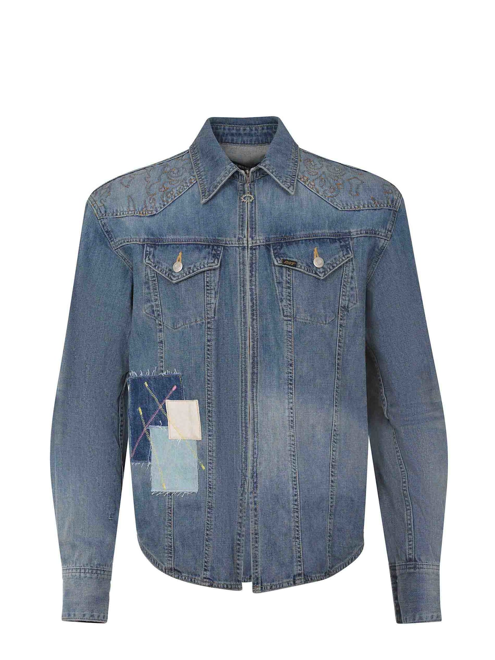 Andersson Bell Blue Embroidery Patchwork Denim Shirt