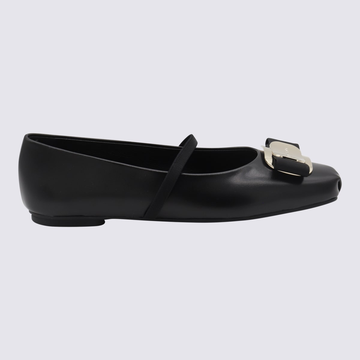 Ferragamo Black Leather Flats