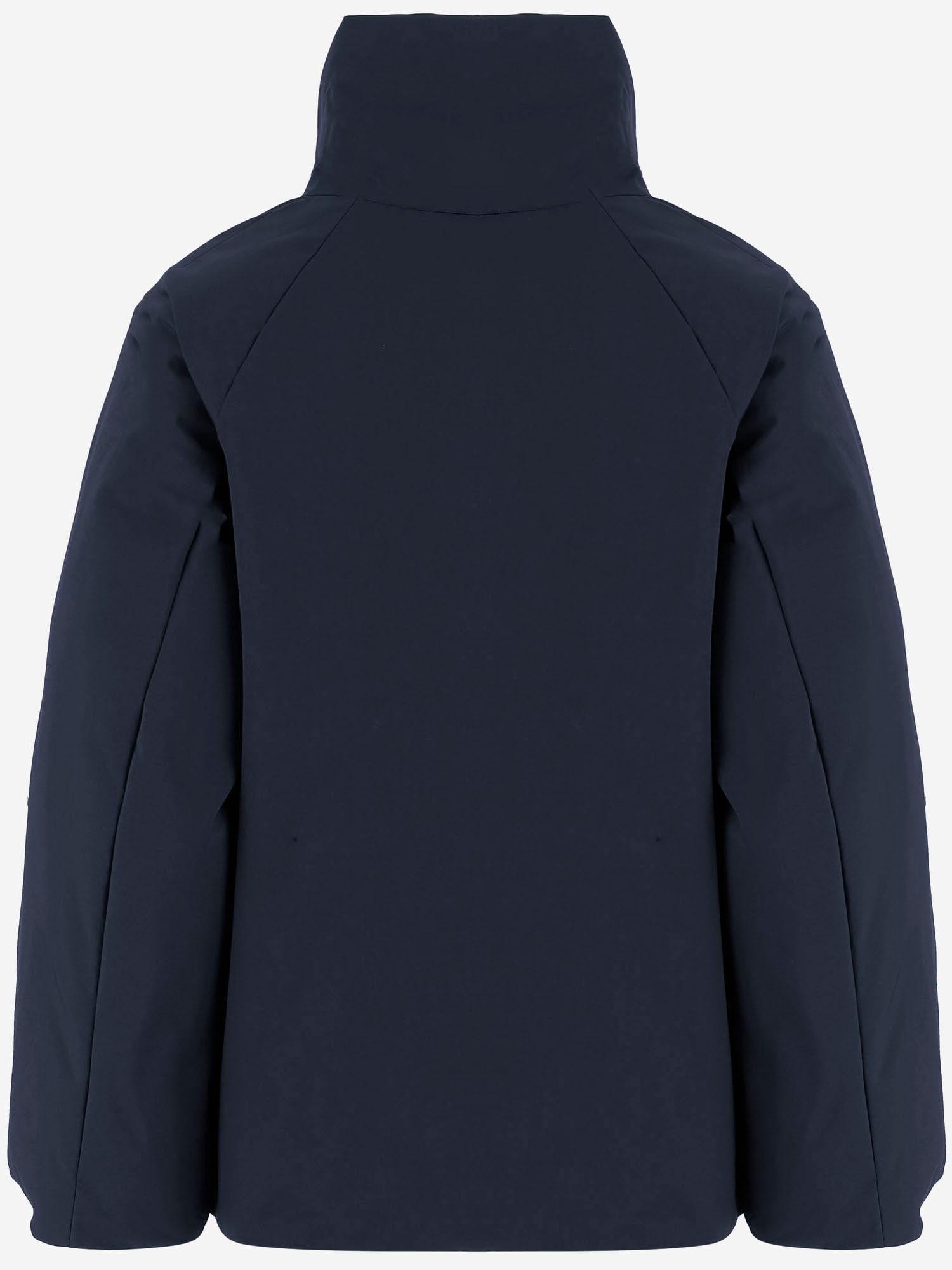 Aspesi Cotton Blend Jacket With High Collar And Flap Pockets In Blue