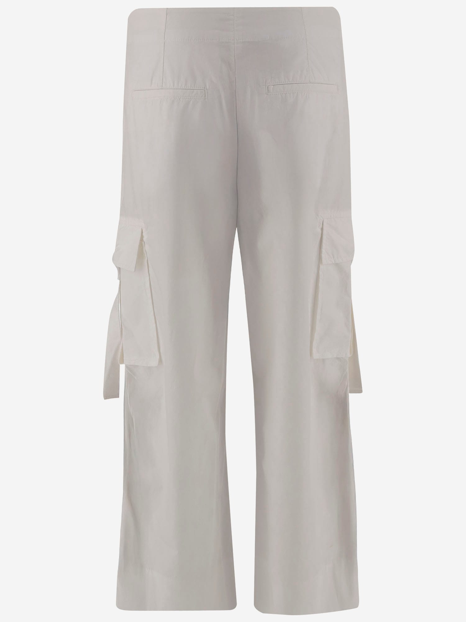Tory Burch Cotton Cargo Pants With Adjustable Waistband In White