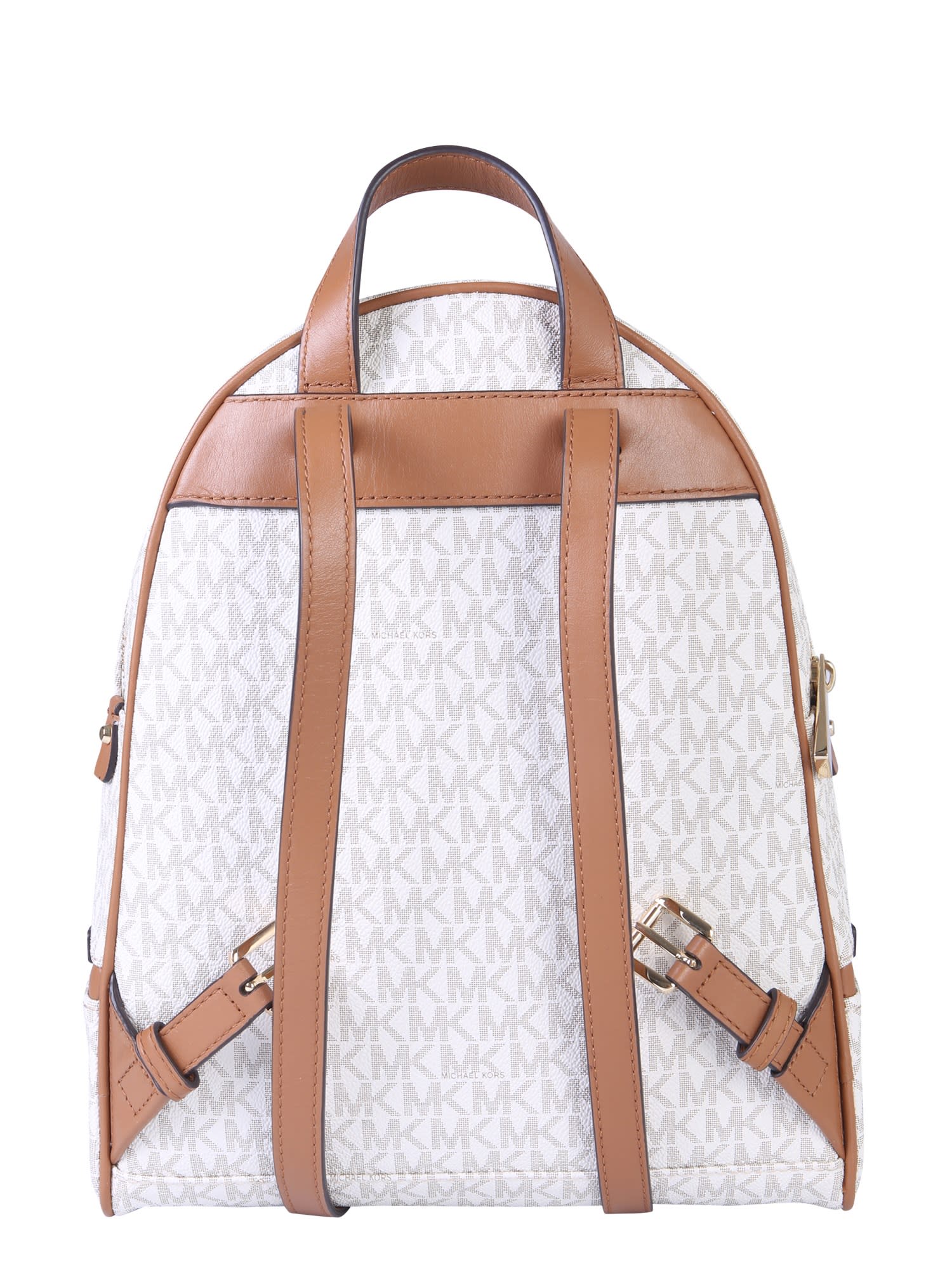 Shop Michael Kors Rhea Zipper Medium Backpack In Vanilla Acorn