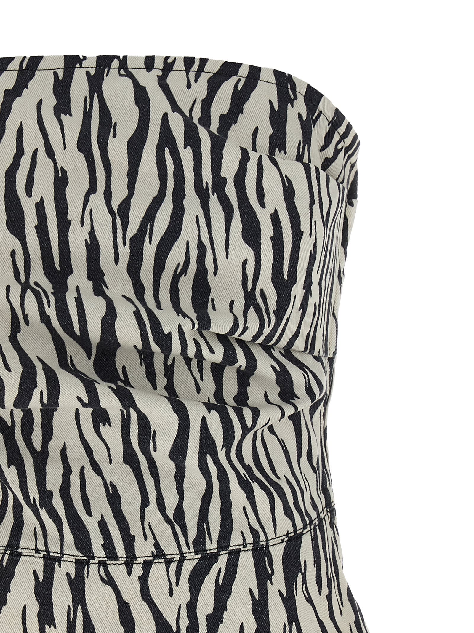 Rotate Birger Christensen Zebra-print Strapless Top In Black