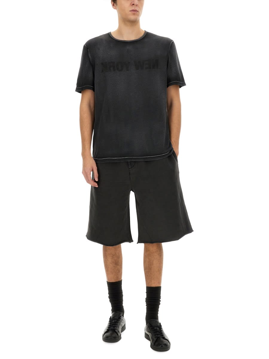 Helmut Lang Graphic Print Contrast Stitching T-shirt In Black