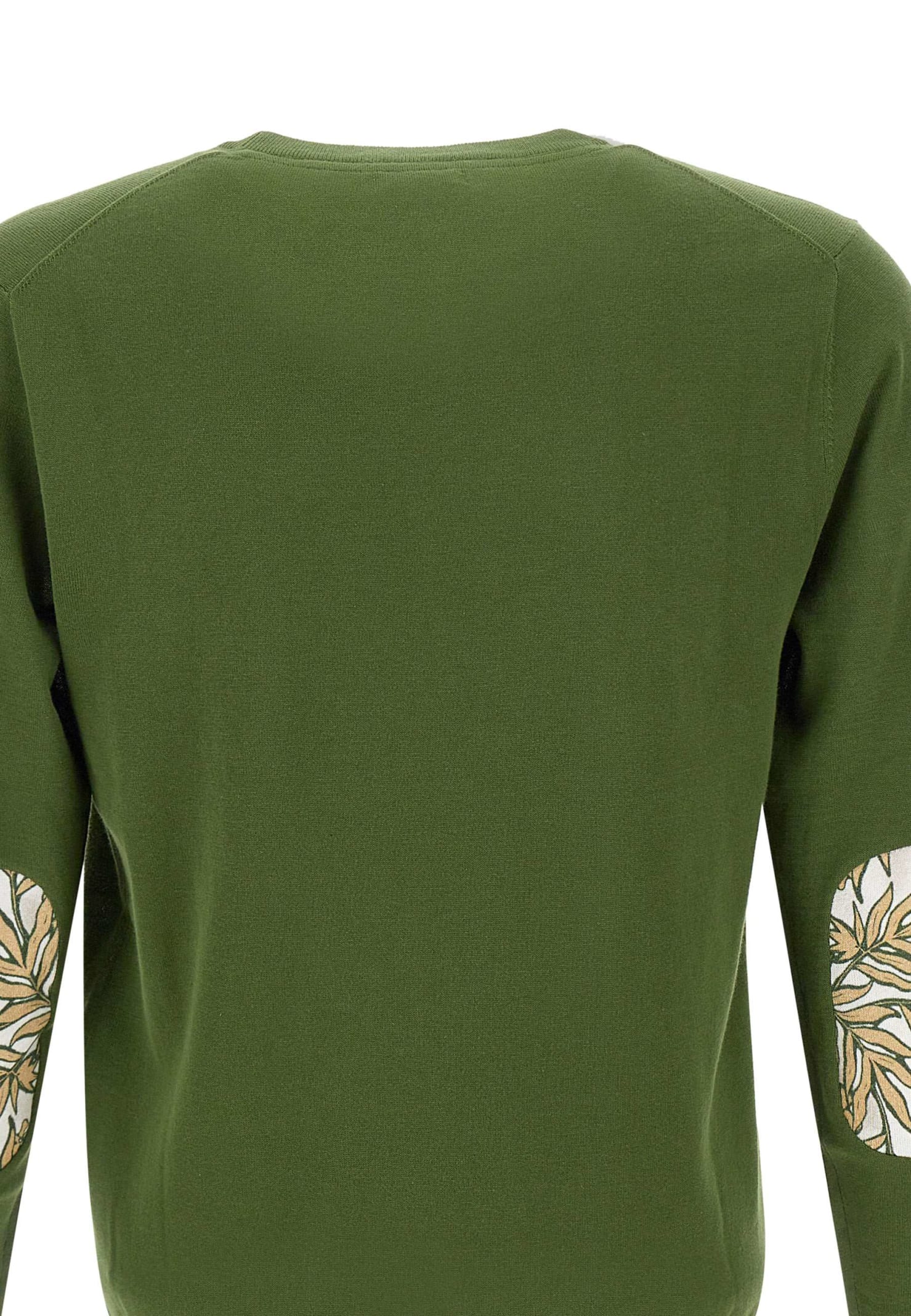 Shop Sun 68 Round Elabow Fancy Cotton Sweater In Green