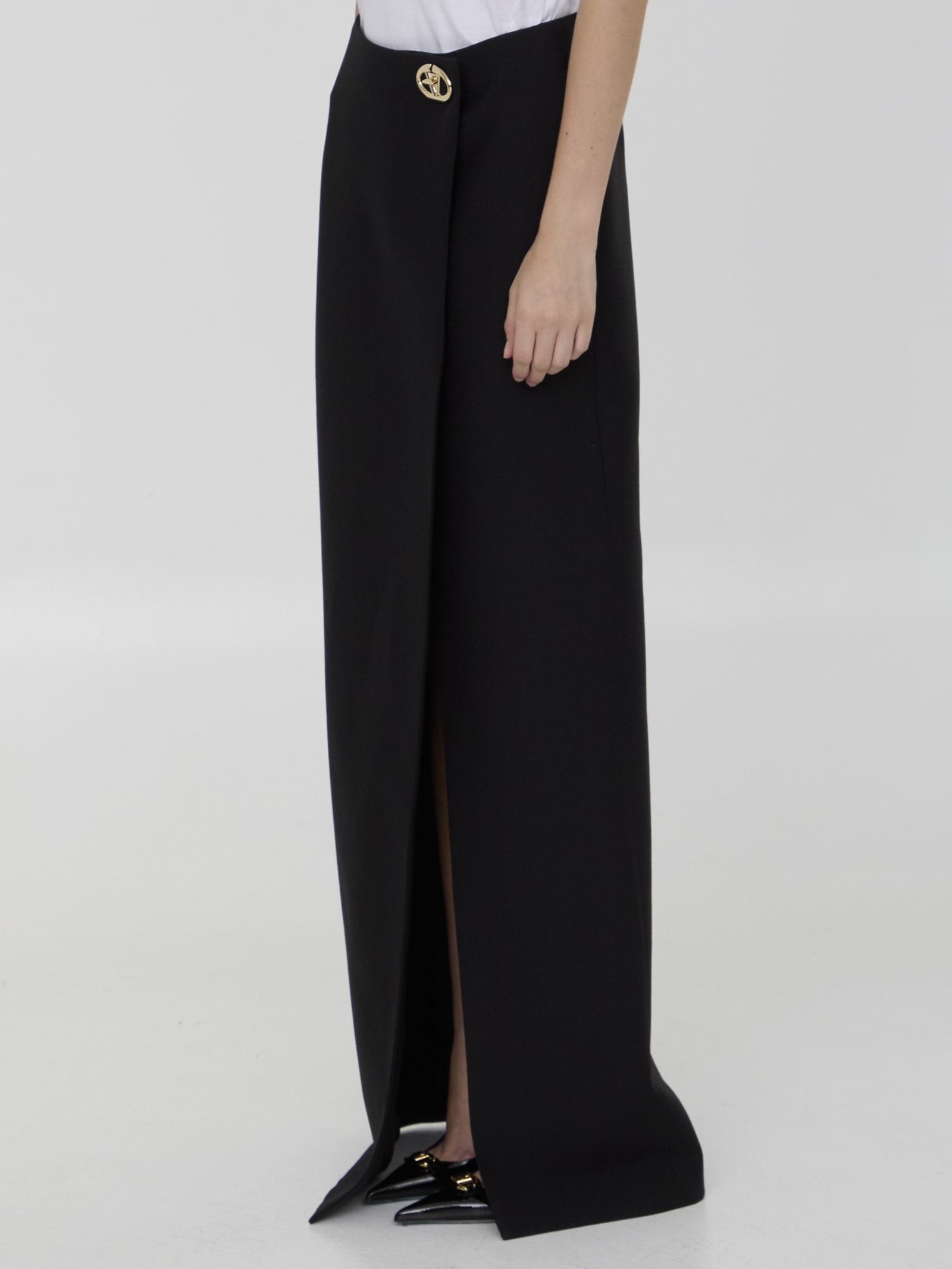 Shop Valentino Skirt In Crepe Couture In Black